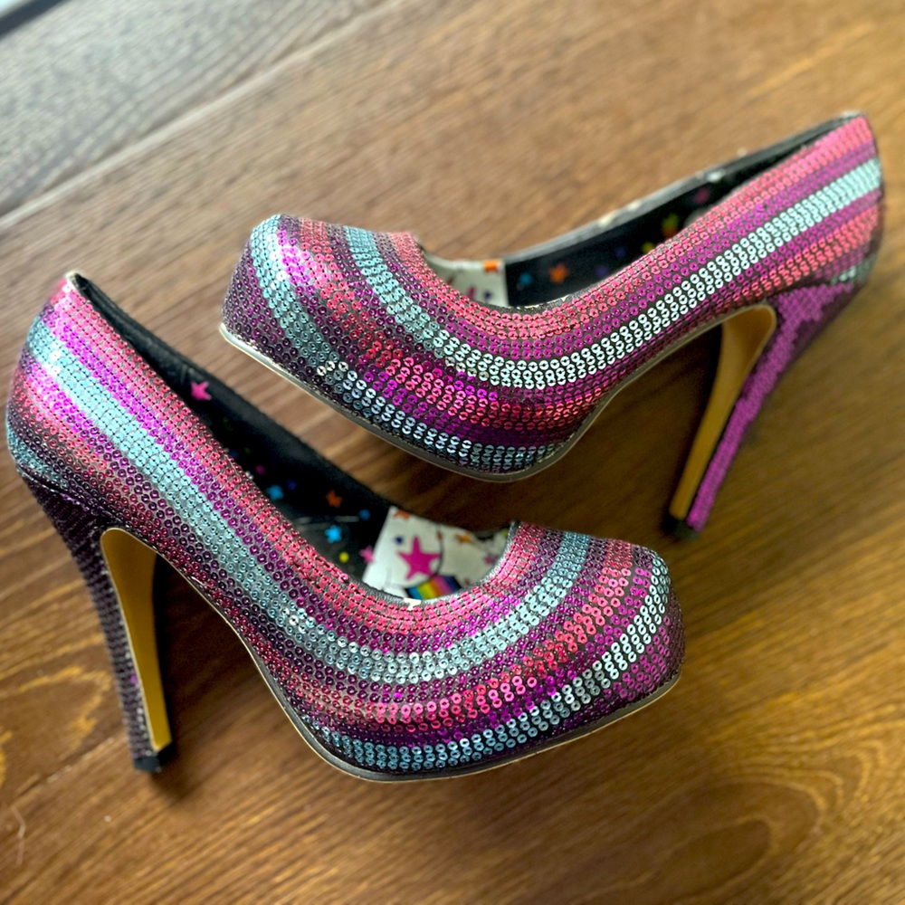 Sequin Platform Heels